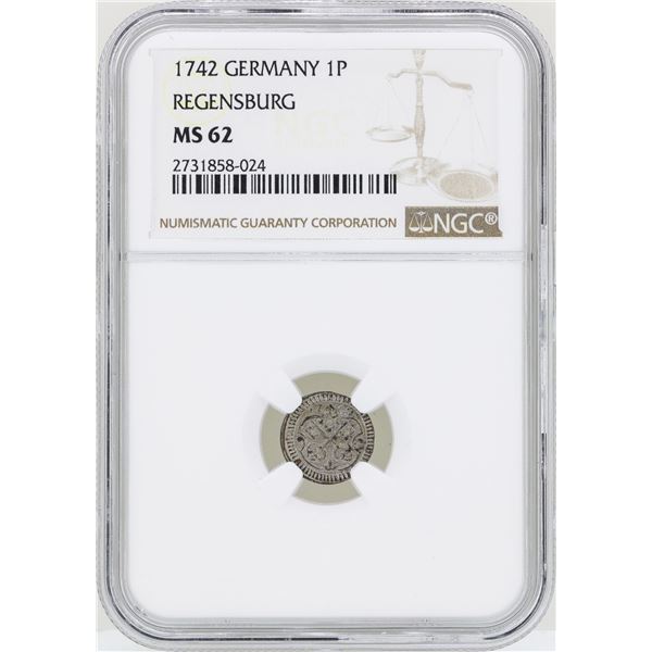 1742 Germany Pfennig Regensburg Coin NGC MS62