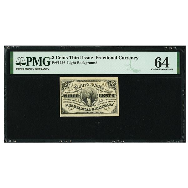 3 Cent Inverted Back Plate 2 Third Issue Fractional PMG 64