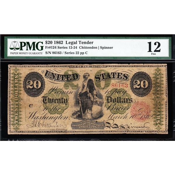 1862 $20 Legal Tender Note PMG 12