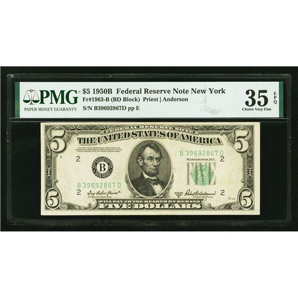 1950B $5 New York FRN PMG 35EPQ