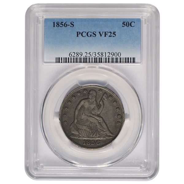 1856-S Liberty Seated Half Dollar Coin PCGS VF25