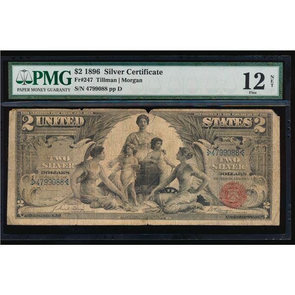 1896 $2 Educational Silver Certificate PMG 12NET