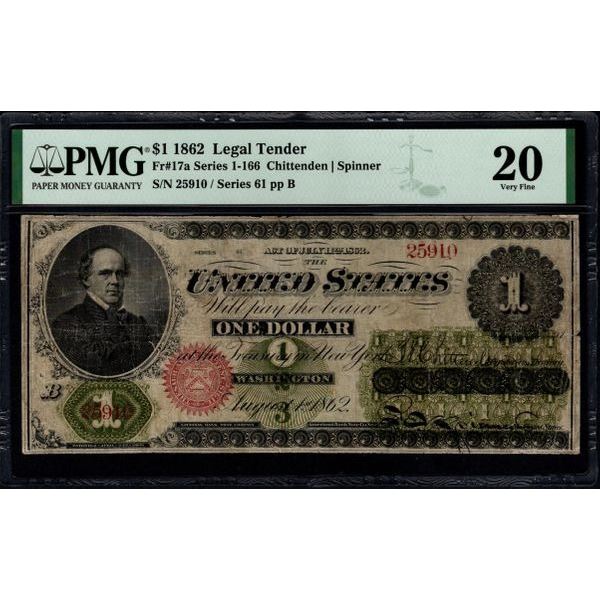 1862 $1 Legal Tender Note PMG 20