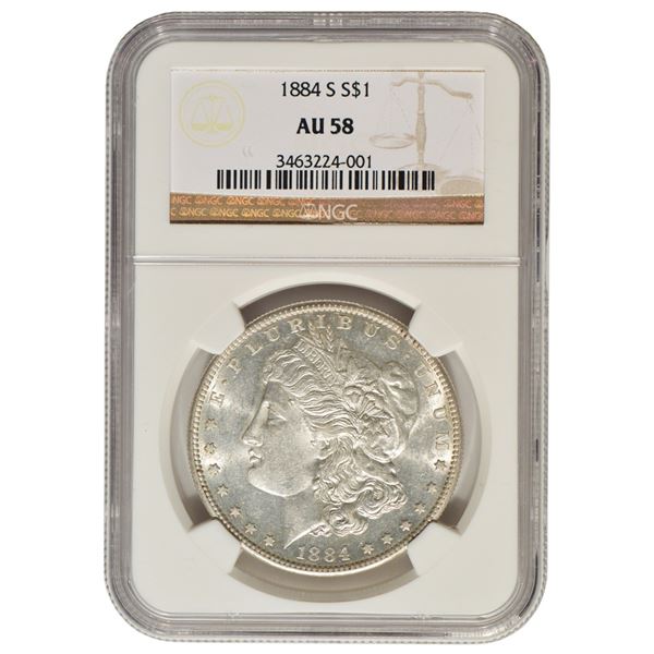 1884-S $1 Morgan Silver Dollar NGC AU58