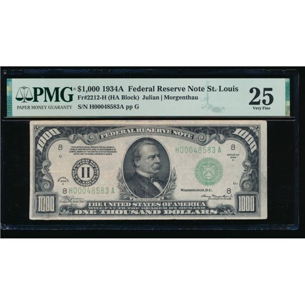 1934A $1000 St Louis FRN PMG 25