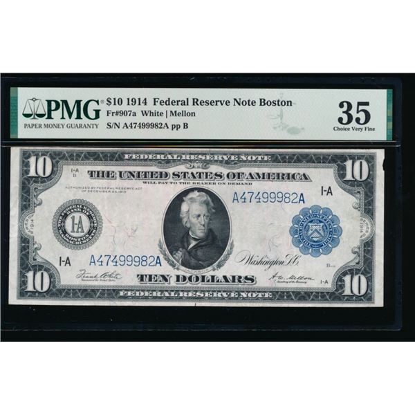 1914 $10 Boston FRN PMG 35