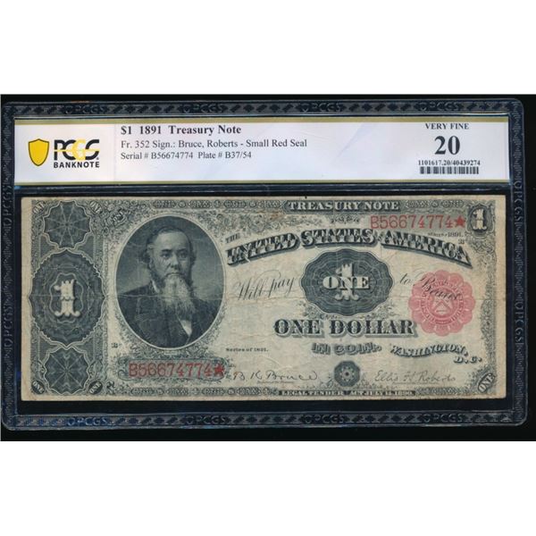 1891 $1 Treasury Note PCGS 20