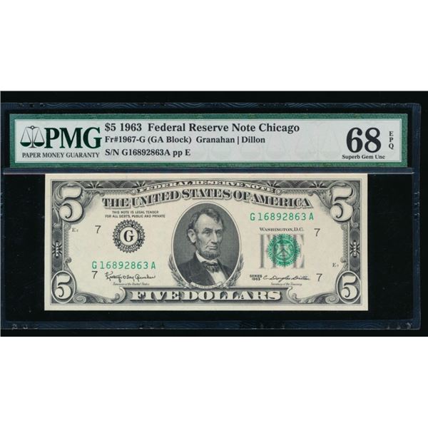 1963 $5 Chicago FRN PMG 68EPQ