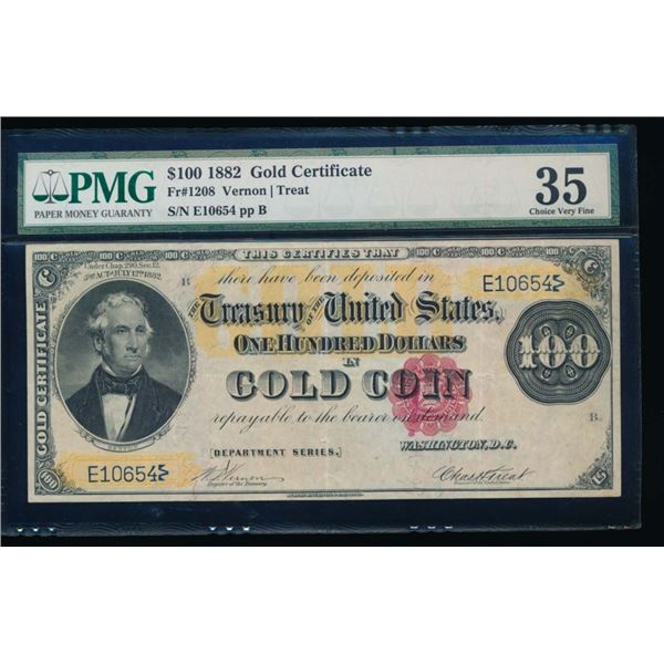 1882 $100 Gold Certificate PMG 35