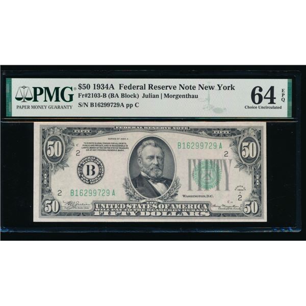 1934A $50 New York FRN PMG 64EPQ