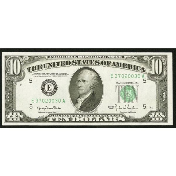 1950D $10 Wide Federal Reserve Note