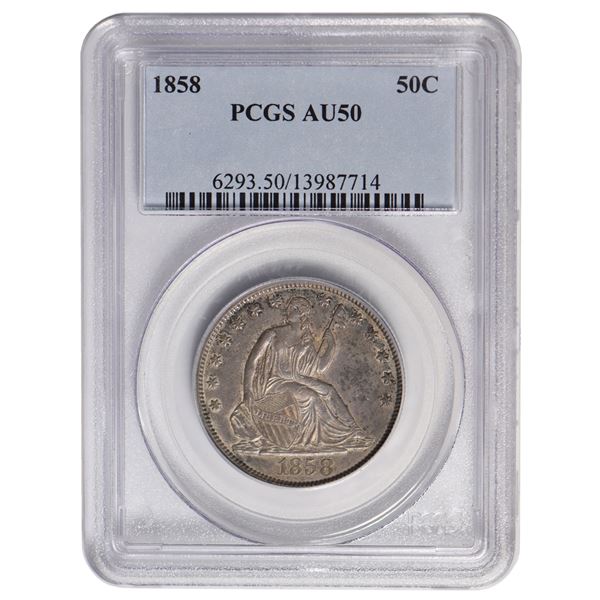 1858 Seated Liberty Half Dollar PCGS AU50