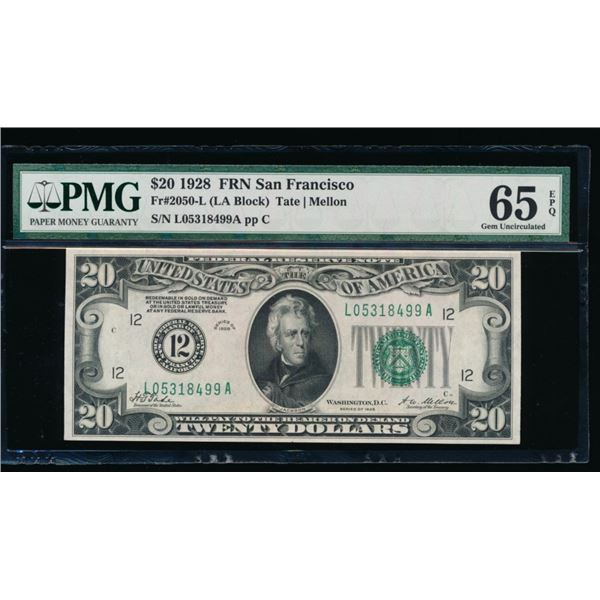 1928 $20 San Francisco FRN PMG 65EPQ