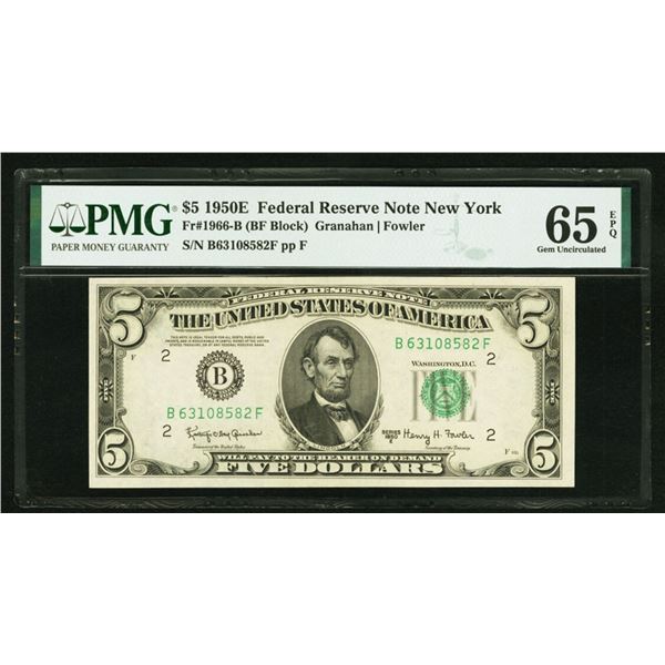 1950E $5 New York FRN PMG 65EPQ