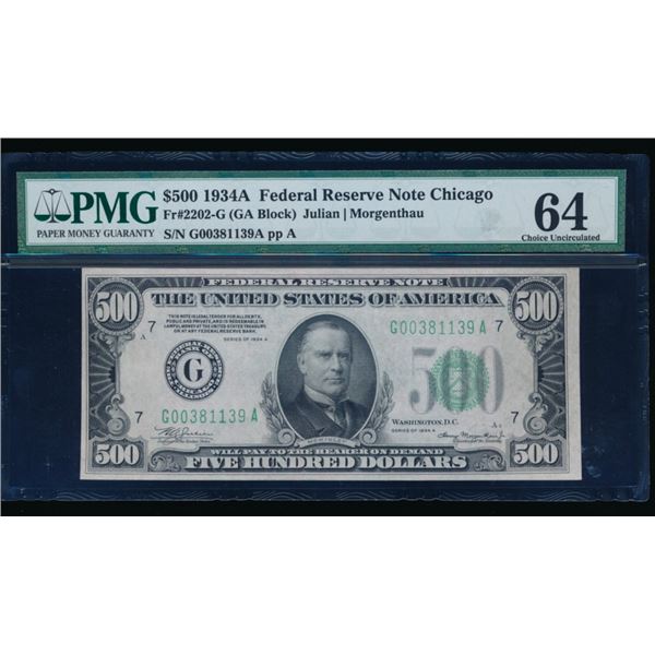1934A $500 Chicago FRN PMG 64