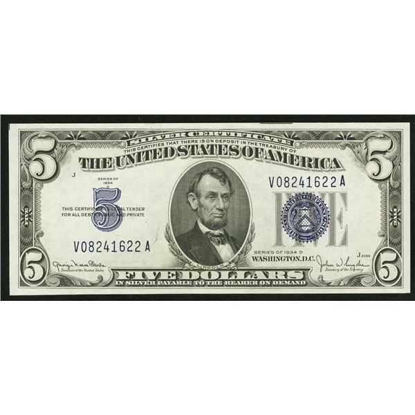 1934D $5 Narrow Silver Certificate