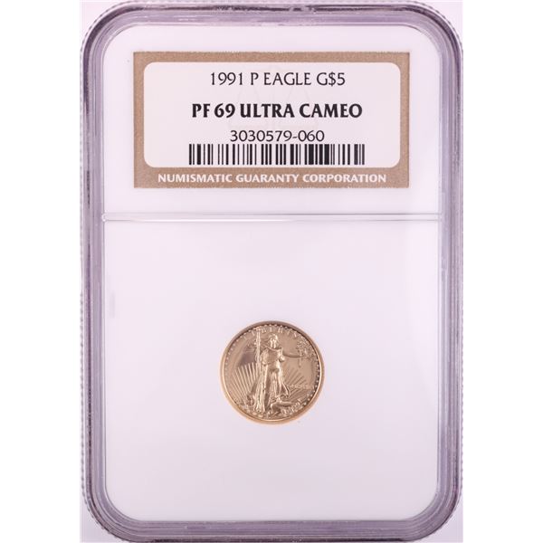 1991-P $5 Proof American Gold Eagle Coin NGC PF69 Ultra Cameo