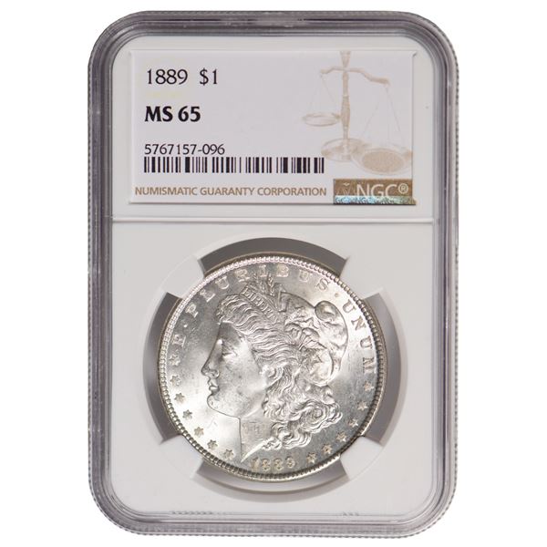 1889 $1 Morgan Silver Dollar NGC MS65