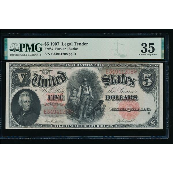 1907 $5 Legal Tender Note PMG 35