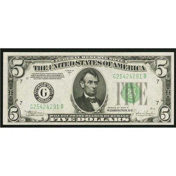 1934C $5 Chicago Federal Reserve Note