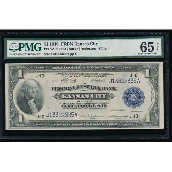 1918 $1 Kansas City FRBN PMG 65EPQ