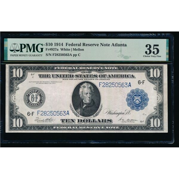 1914 $10 Atlanta FRN PMG 35
