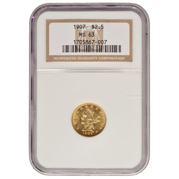 1907 $2.5 Liberty Gold Coin NGC MS63