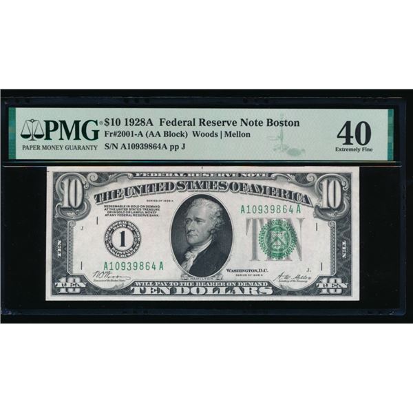 1928A $10 Boston FRN PMG 40