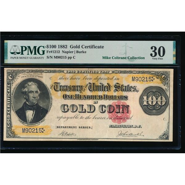 1882 $100 Gold Certificate PMG 30