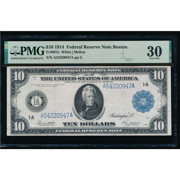 1914 $10 Boston FRN PMG 30