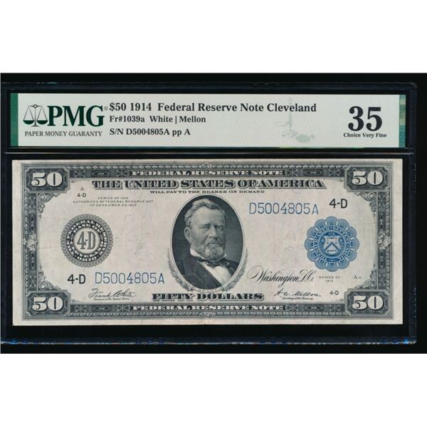 1914 $50 Cleveland Federal Reserve Note PMG 35