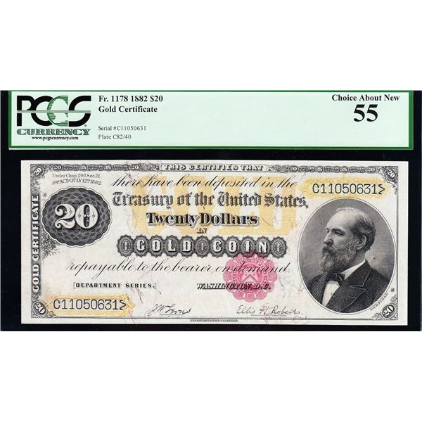 1882 $20 Gold Certificate PCGS 55