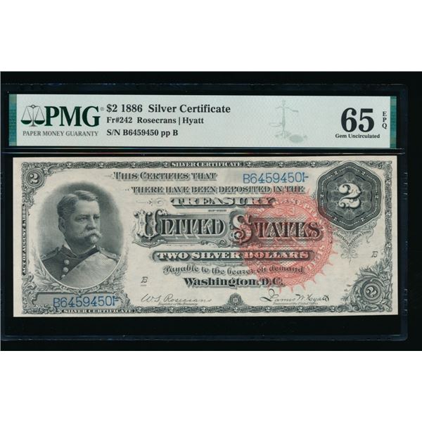 1886 $2 Silver Certificate PMG 65EPQ