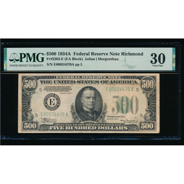 1934A $500 Richmond FRN PMG 30