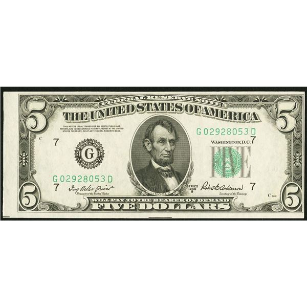 1950B $5 Chicago Federal Reserve Note