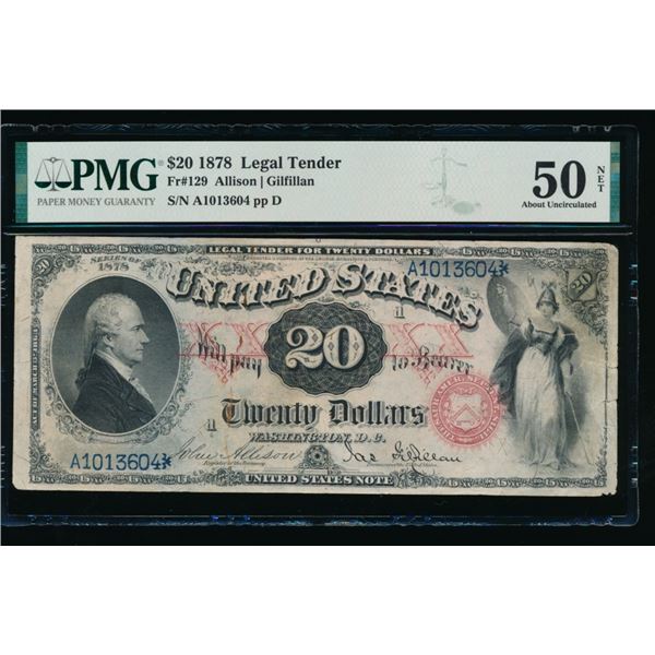 1878 $20 Legal Tender Note PMG 50NET