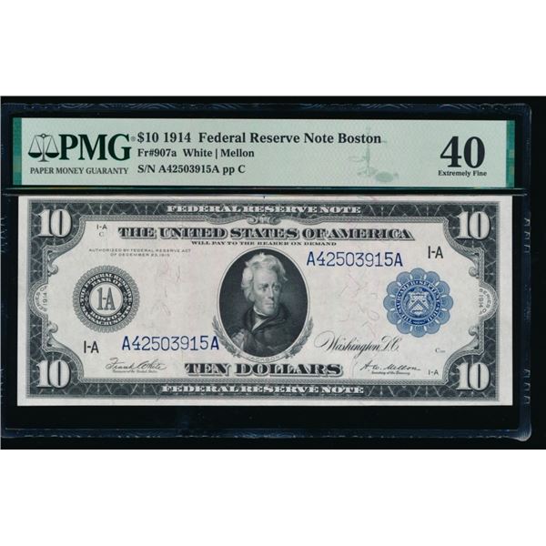 1914 $10 Boston FRN PMG 40