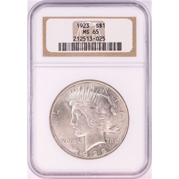 1923 $1 Peace Silver Dollar Coin NGC MS65