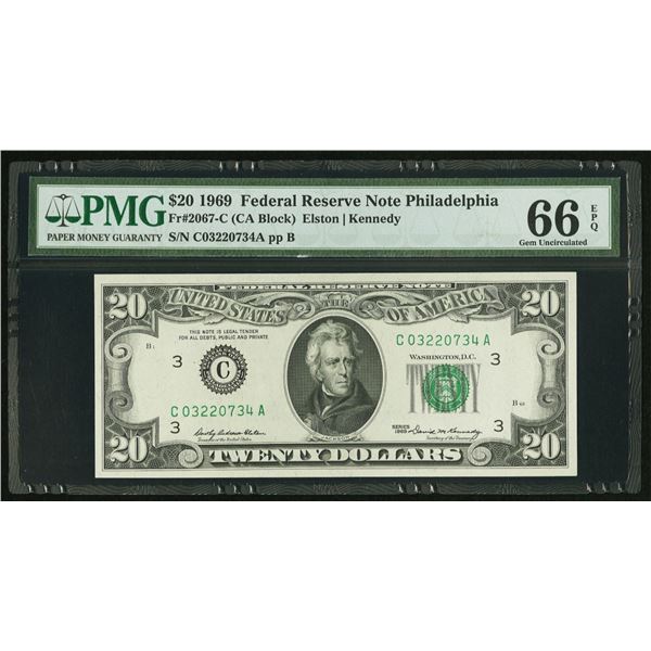 1969 $20 Philadelphia FRN PMG 66EPQ