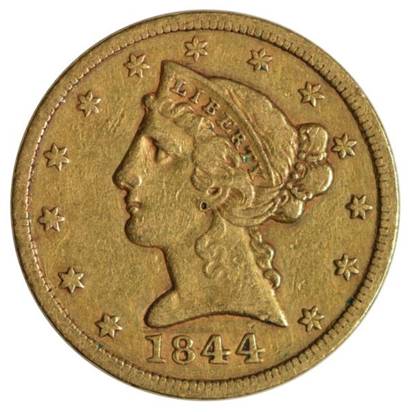 1844 $5 Liberty Head Half Eagle Gold Coin