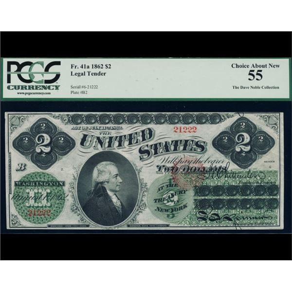 1862 $2 Legal Tender Note PCGS 55
