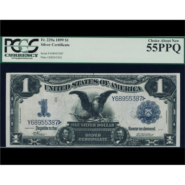 Rare Fr. 229a 1899 $1 Black Eagle Silver Certificate PCGS 55PPQ