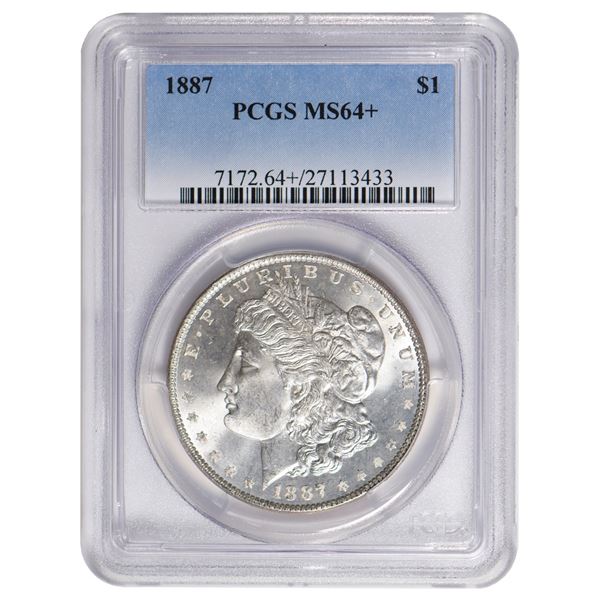 1887 $1 Morgan Silver Dollar PCGS MS64+