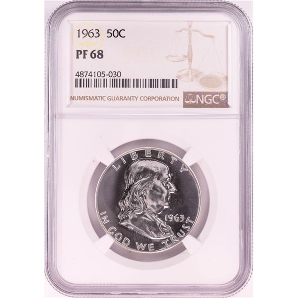 1963 Proof Franklin Half Dollar Coin NGC PF68