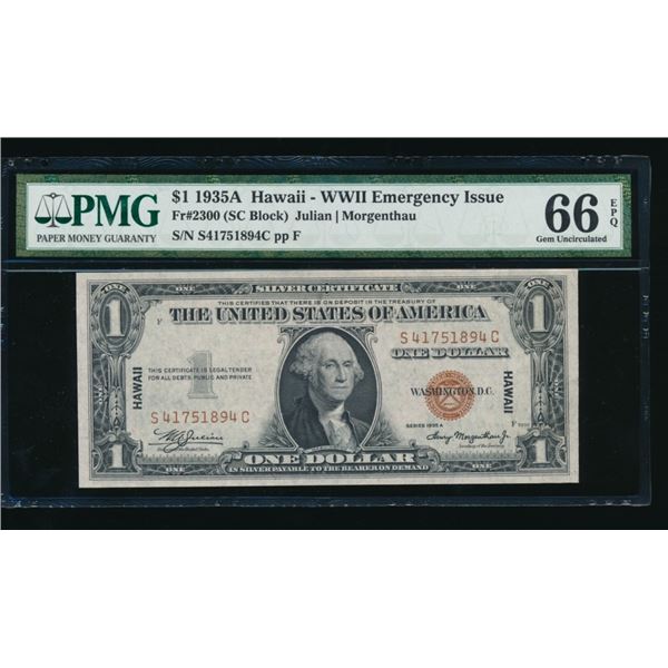 1935A $1 Hawaii Silver Certificate PMG 66EPQ