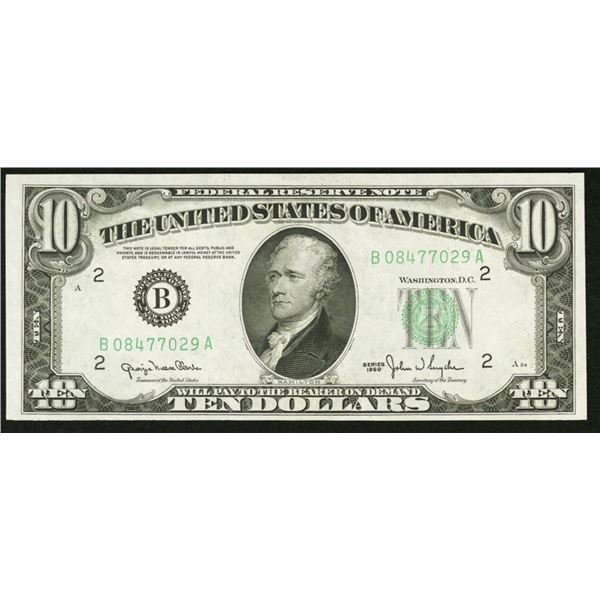 1950D $10 Wide Federal Reserve Note