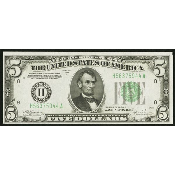 1934C $5 St Louis Federal Reserve Note