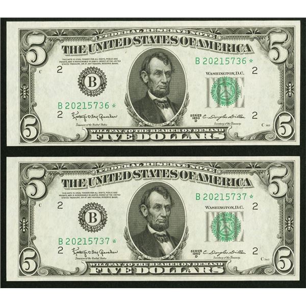 1950D $5 Consecutive STAR New York FRN's