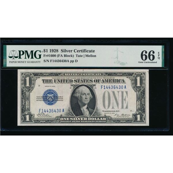 1928 $1 Silver Certificate PMG 66EPQ