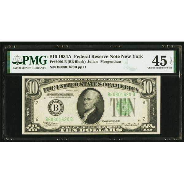 1934A $10 New York FRN PMG 45EPQ